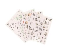 VICASKY 4 feuilles Autocollants Manucure Style Chinois Décoratives Ongles Bambou Noir Blanc Facile à Appliquer pour Nail Art à Domicile