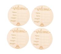 VICASKY 4 Pièces Babillard pour bébé en bois Annonce est mensuel accessoires Oh arrivée signe de bois bébé plaque néonatale signe du nom du nouveau-né Panneau de nom de bébé pour l'hôpital