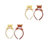VICASKY 4 Pièces Bandeaux Garçon Fille Peluche Tigre Doux pour Cosplay Tête Décoratif Antidérapant Accessoires Costume Anniversaire et Fêtes Lot de Modèles Jaunes et Marron