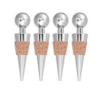 VICASKY 4 pièces Bouchons de Vin Métal Lot Bouchon Liège Rond Scelle-bouteille Réutilisable pour Fête et Conservation Du Vin Rouge