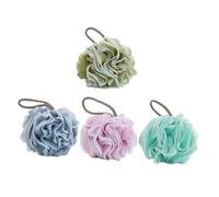 VICASKY 4 pièces Boule exfoliante colorée éponge bain douce maille accessoires bain pour nettoyage corporel et massage lot multifonction avec lanière pratique