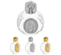 VICASKY 4 Pièces Bouteille D’Eau Bénite en Verre Cristal Gaufré Rose | Capuchon en Alliage, Format Portable, pour Voyages et Prières Personnelles, Présent de Fête Catholique