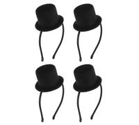 VICASKY 4 Pièces Chapeau Haut de Forme Noir, Serrage-tête Cosplay Adulte | Polyester Léger, Style Vintage Élégant, Accessoire Simple pour Costume, Carnaval et Soirées à Thème