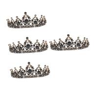 VICASKY 4 Pièces Couronne de Mariage Vintage Noir avec Diadème Élégant et Filles Accessoire Tête Chic pour Anniversaire Bal et Mariée