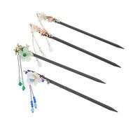 VICASKY 4 Pièces Épingle à Cheveux Chinoise à Pompon pour Femme Accessoire Bois Style Traditionnel Épingle à Cheveux avec Pompon