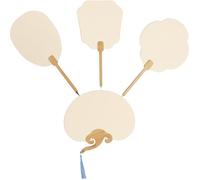 VICASKY 4 Pièces Éventails en Papier à Peindre DIY, Éventails Pliants Traditionnels en Papier et Bois Beige Fil, pour Concerts et Cérémonies de Mariage Couleur Aléatoire