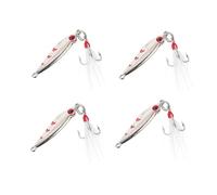 VICASKY 4 pièces Leurre de Imitation Poisson Argenté avec Triple Hameçon à Plumes et Réaliste pour Mer et Eau Douce