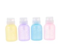VICASKY 4 pièces Lot de Flacons Presse Plastique Réutilisables Colorés pour Vernis à Ongles Bouteilles de Rangement Voyage Compactes sans Odeur Durables et Anti-retour de Liquide pour