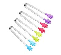 VICASKY 4 pièces Lot de Mini Pinces Acier Inoxydable avec Tête Silicone Antidérapante pour Glaçons Sucre et Aliments Ustensiles de Cuisine Polyvalents pour Buffet et Maison