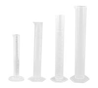 VICASKY 4 pièces Lot de Tubes Gradués Transparents Plastique avec Base Antidérapante Outil de Mesure pour Poudres et Pilules Laboratoire et Usage Domestique