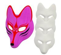 VICASKY 4 Pièces masque de renard masques de bricolage vierges non peint pendant la nuit renard dame rusé Vide blancs