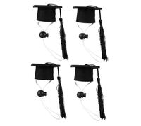 VICASKY 4 Pièces Mini Pet Graduation Caps with Tassels Adjustable Doctoral Hats for Small Animals Comfortable Hamster Kitten Turtle Accessories