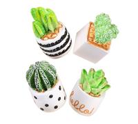VICASKY 4 Pièces Miniature Cactus Potted Plants Mini Bonsai Model for Dollhouse and Tiny House Decor Artificial Succulent Decoration for Bedroom Living Office Safe and Detailed