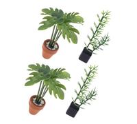 VICASKY 4 Pièces Miniature Dollhouse Plants Realistic Faux Bamboo Monstera Leaf Bonsai Potted Greenery for Living Bedroom DIY Scenery Decoration