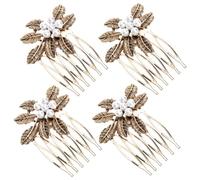 VICASKY 4 Pièces Peigne à Cheveux Vintage avec Perles et Métallique Lot de Accessoires Élégants pour Mariage Prom et Fête