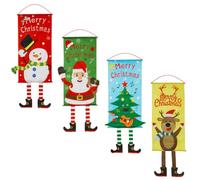 VICASKY 4 Pièces Rideau de Porte de Noël Couplet Décoratif de Noël Bannière Suspendue Polyester pour Porte D'entrée