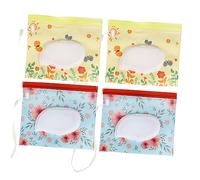 VICASKY 4 Pièces Sachet Distributrice pour Lingettes Humides Étui à Rabat avec Fermeture à Pression Conteneur à Lingettes de Transport pour Boîte