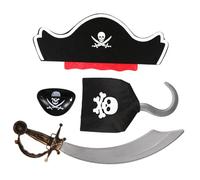 VICASKY 4 Pièces Set de Cosplay Pirate et Écologique avec Accessoires Costume Pirate pour Fête Halloween Scène et Jeux de Rôle