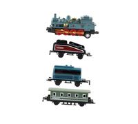 VICASKY 4 pièces Trains à Vapeur Rétro Alliage Jouets à Traction Manuelle pour Garçons et Filles Modèle Éducatif Coloré Résistant Aux Chocs et Antidérapant pour Collection et Jeu Éducatif