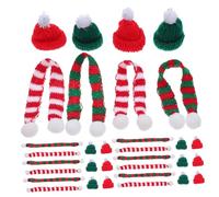 VICASKY 48 Pièces Mini Knit Hats and Christmas Scarves Set Festive Lollipop Candy Covers and Doll Hats for Wine Bottles DIY Holiday Decor Tree Ornaments