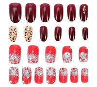 VICASKY 48pièces Faux Ongles Décoratifs Noël Capsules Autocollants Ongles Stickers Manucure