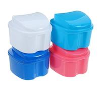 VICASKY 4pièces Boîte à Dentier Lot De Étui De Rangement Pour Prothèses Dentaires Boîte Pratique Pour Femmes Étui De Voyage Compact Et Portable