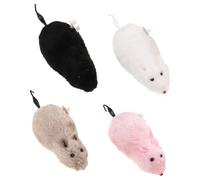 VICASKY 4pièces Souris Jouet Peluche à Remonter pour Chat Fausse Souris Réaliste comme Jouet Mécanique sans Pile Artificielles pour Animal De Compagnie