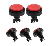 VICASKY 5 Pièces Bouton-Poussoir Rond LED 60mm à Dôme Large | Micro-interrupteur Intégré, Surface Plane Polie, Modèle Player 1 et 2, Plastique et Métal