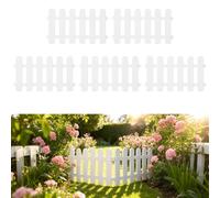 VICASKY 5 Pièces Clôture de Jardin en Piquets Plastique Blanc, Bordure | Panneaux Raccordables, Surface Lisse et Tête Ronde, pour Massifs, Pots, Scènes de Mariage et Fêtes