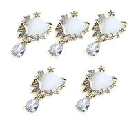 VICASKY 5 Pièces Clous pour Ongles Style Japonais Forme de Cœur avec Zircon Décorations Ongles Uniques et Éclatants Breloques pour Facile à Utiliser