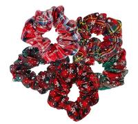 VICASKY 5 Pièces Élastique à Cheveux Flocons de Neige en Coton Lin Bande en Caoutchouc pour Tenue de Queue de Cheval, Accessoires de Noël pour Fêtes Costumées et Mariages