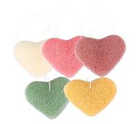 VICASKY 5 pièces Éponge de Nettoyage Visage Forme de Cœur Lot de Éponges Exfoliantes pour Nettoyage Profond et pour Maquillage Impuretés Parfait et Hommes