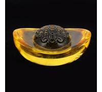 VICASKY 5 Pièces Ornement en Cristal Citrine, Doré, Décoration Artisanale | Objet Décoratif Transparent, Pièce de Bureau et Étagère, Présent pour Travailleurs et Offreurs