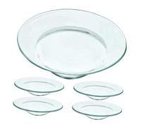 VICASKY 5 pièces Plateau Rond Verre pour Chauffe-Cire Support Antidérapant pour Fondants Parfumés et Bougies Plateau de Remplacement pour Brûleur Bien-être