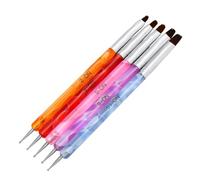 VICASKY 5 pièces Stylos Pinceaux Nail Art Double-embout Brosse Nylon et Pointe Boule pour Sculpture Peinture et Modelage Ongles Acrylique UV Gel