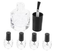VICASKY 5pièces Lot Flacons Vides Vernis Ongles Verre Carré Transparent Pinceau Intégré Sans Fuite Pour Manucure Diy