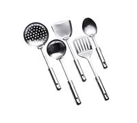 VICASKY 5pièces Set Ustensiles Cuisine Inox Ustensiles Cuisson Cuillères Spatule Pelle Multifonction Poignée Ergonomique Suspendue Compacte