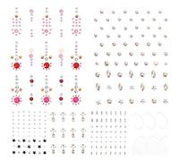 VICASKY 6 feuilles d'autocollants pour le visage avec strass scintillants pour décoration de maquillage, pierres précieuses autocollantes pour festivals, fêtes et occasions spéciales