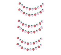 VICASKY 6 jeux de drapeaux fraises pull-pull ballons fête d'anniversaire brume guirlande feutre fraise décoration guirlandes bouclier fraise décorations fraises autocollants fruits sentiments