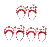 VICASKY 6 Pièces Bandeau Cœur Pailleté Valentine Accessoire Cheveux Mariage et Fête Rose Scintillant Bandeau Tête Saint Valentin