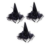 VICASKY 6 Pièces Bandeaux Chapeaux de Magicien Halloween Noir avec Dentelle et Paillettes Accessoires de Cheveux Confortables pour Fête Costume et Mascarade