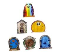 VICASKY 6 pièces Décoration Jardin Miniature Portes Bois Compactes pour Fées et Gnomes Accessoires Extérieurs pour Créer Un Monde Féérique Unique