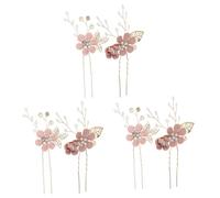 VICASKY 6 Pièces Épingles Cheveux Mariage Fleur Délicate Accessoires Nuptiaux pour Mariée Parure Coiffure Mariage Rose Lot