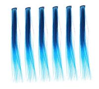 VICASKY 6 Pièces Extensions Cheveux Synthétiques Dégradé Bleu Mèches Colorées Lisses Postiches Éclatantes