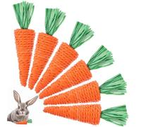 VICASKY 6 pièces Jouets à Mâcher Lapin Forme de Radis Tressé pour Soins Dentaires Jouets Confortables pour Petits Animaux comme Hamster et Cobaye