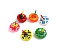 VICASKY 6 Pièces Jouets Bois Colorés Animaux Mini Toupies Amusantes pour Garçon Fille Cadeau Anniversaire Créatif