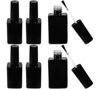 VICASKY 6 pièces Lot de Flacons Vernis Ongles Vides Verre avec Pinceau Goupillon Noir Rechargeables et Anti-fuite pour Gel et Vernis à Ongles Petits Flacons Portables pour Salon et Voyage