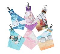 VICASKY 6 pièces Lot de Lingettes Microfibre Mobiles pour Nettoyage Écrans et Lentilles Chiffon Réutilisable Double-face pour Téléphones Caméras et Lunettes avec Porte-clés Décoratif