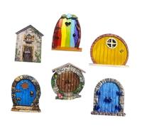 VICASKY 6 pièces Lot de Portes de Fée Bois Décor Jardin Miniature Accessoires pour Scène Féérique Courtyard