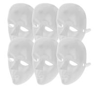 VICASKY 6 Pièces Masque Complet Blanc en Plastique Réutilisable Facile à Décorer pour DIY et Loisirs Créatifs, Masque de Bal Masqué pour Fête et Carnaval